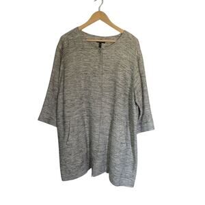 Eileen Fisher Woman's Long Snap Cotton Jacket 2X Textural Dark Pearl Coat